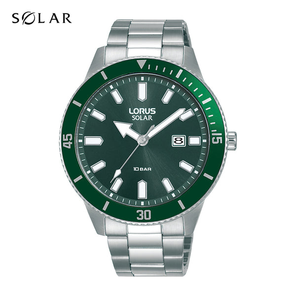 Lorus Men's Solar Silver Tone Bracelet Watch RX315AX9