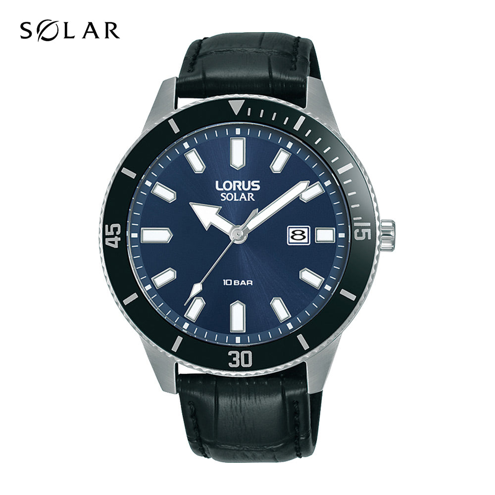 Lorus Men's Solar Sports Leather Strap Watch RX317AX9