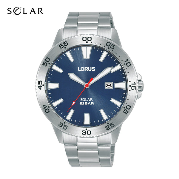 Lorus Men's Solar Silver Tone Bracelet Watch RX341AX9