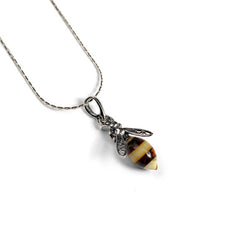 Henryka Minature Hornet / Bee Necklace in Silver and Amber