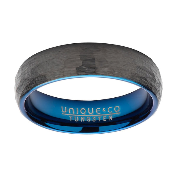 Unique & Co Men's Tungsten Hammered Black Ring