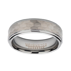 Unique & Co Men's Tungsten Hammered Ring