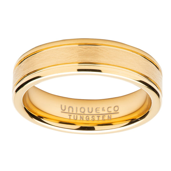 Unique & Co Men's Tungsten Yellow Gold Plated Ring