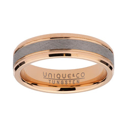 Unique & Co Men's Tungsten Rose Gold Plated Ring