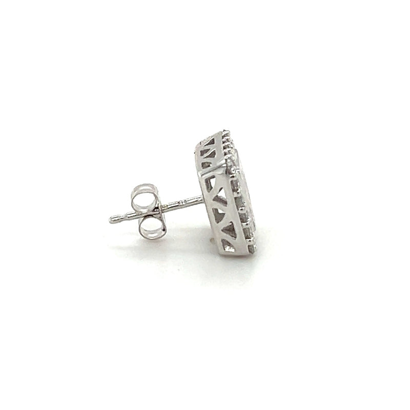 9ct White Gold Diamond Square Cluster Earrings side