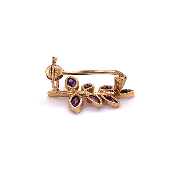 9ct Gold Amethyst Branch Brooch