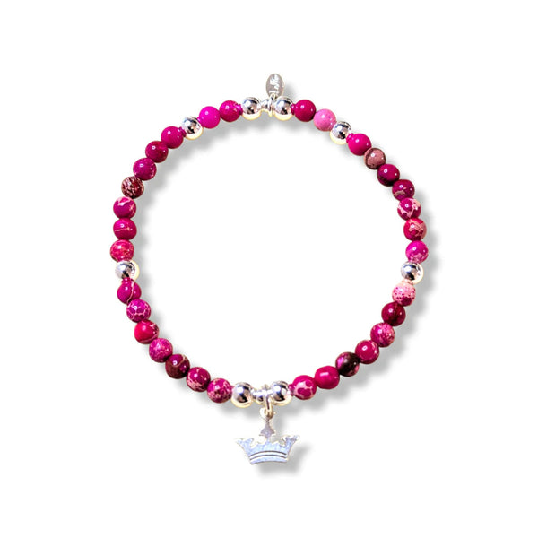 Dollie Jewellery Pink Jasper Crown Bracelet B1130