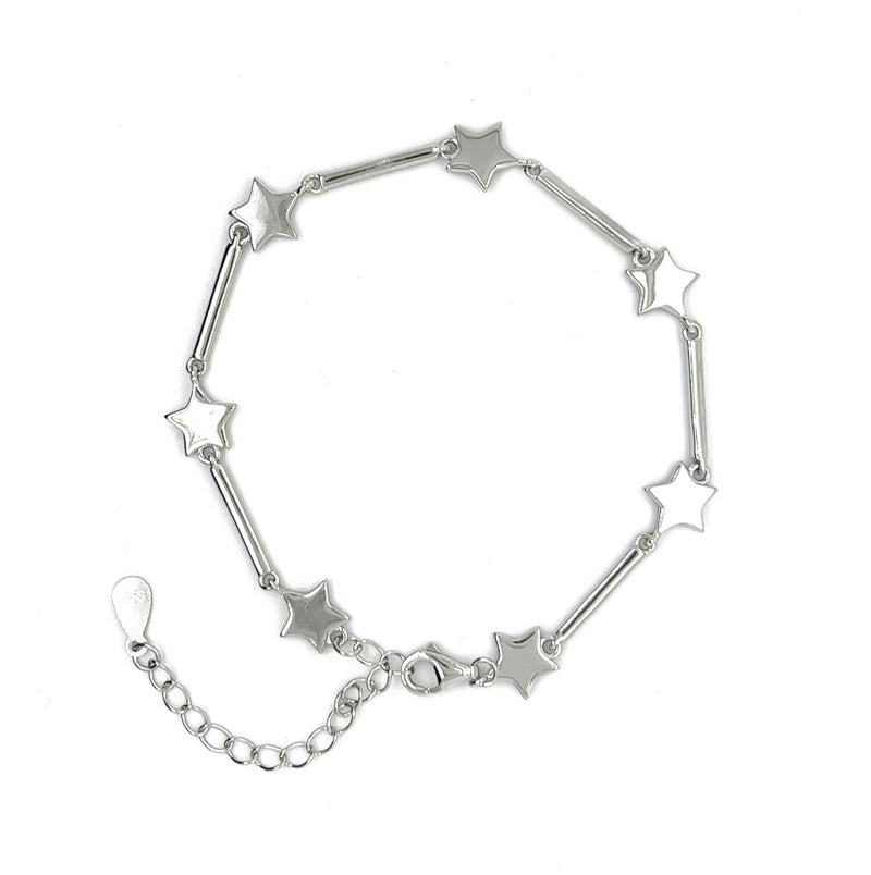 Sterling Silver Star & Bar Link Bracelet