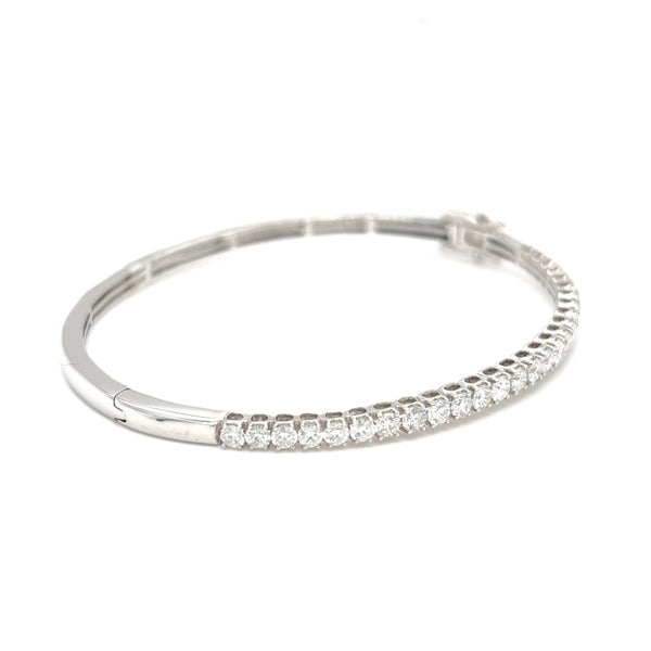 18ct White Gold Diamond Set Bangle side 1