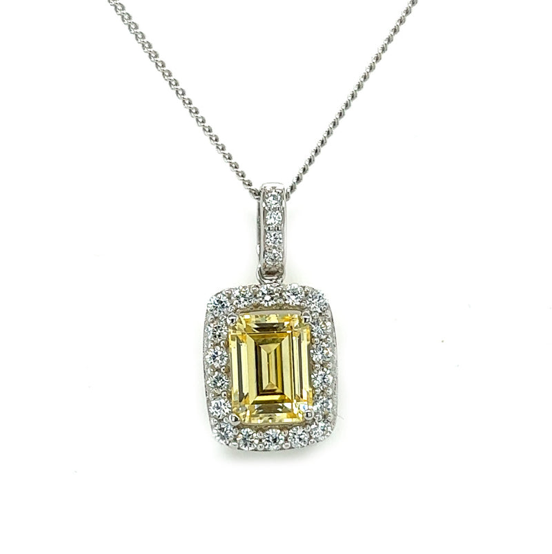 Sterling Silver Canary Yellow CZ Pendant