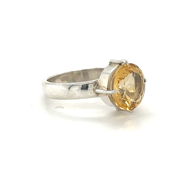 Sterling Silver Round Citrine Ring side