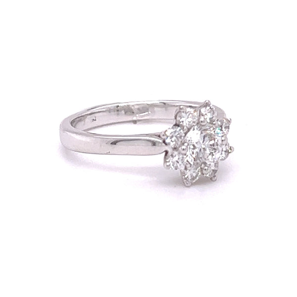 Diamond Daisy Cluster Ring 0.88ct 18ct White Gold