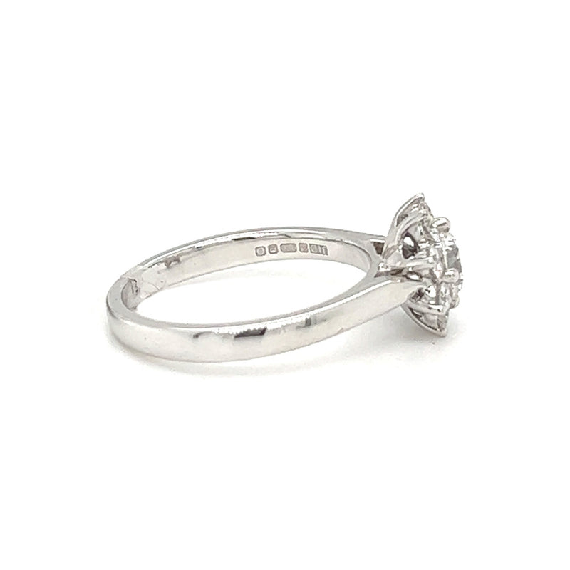 Diamond Daisy Cluster Ring 0.88ct 18ct White Gold side