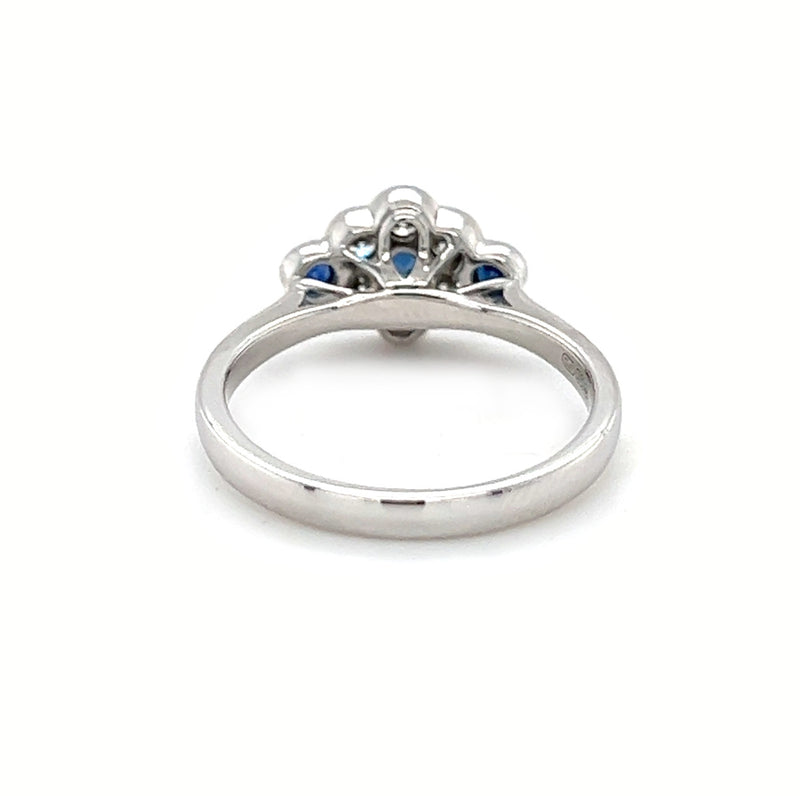 9ct White Gold Sapphire & Diamond Daisy Cluster Ring rear