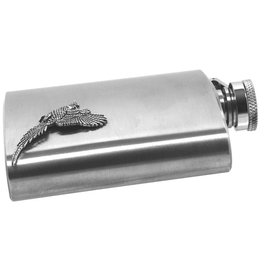 Stainless Steel Pheasant Hip Flask 6oz CS235 SIDE