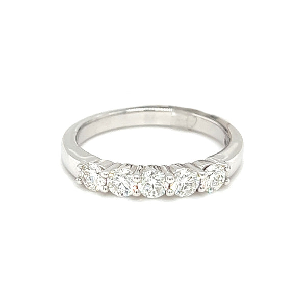 Diamond 5 Stone Eternity Ring 0.50ct Claw Set 18ct White Gold front