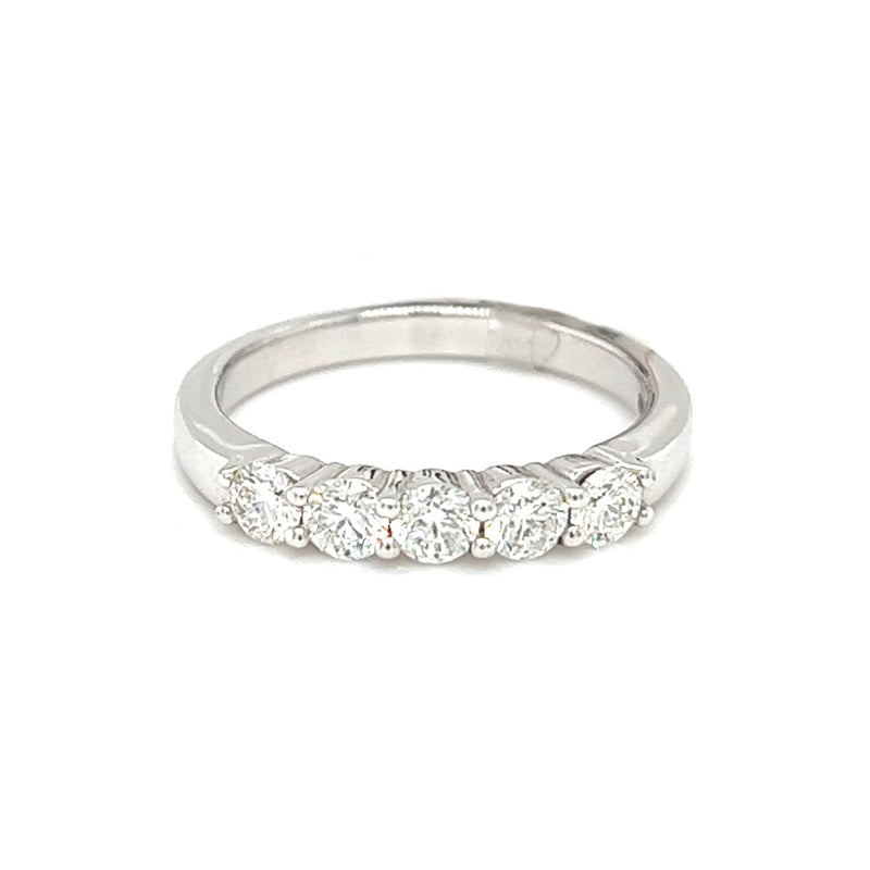 Diamond 5 Stone Eternity Ring 0.50ct Claw Set 18ct White Gold front
