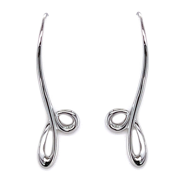 Sterling Silver Modern Drop Hook Earrings