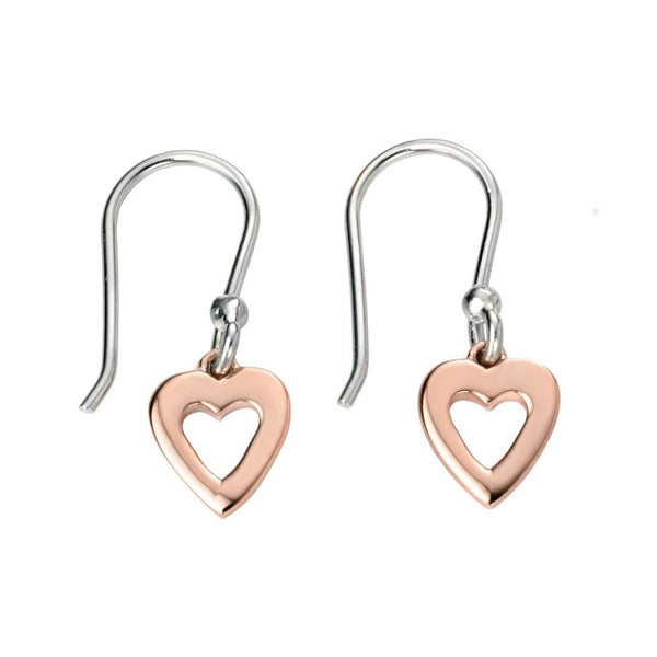 Silver & Rose Heart Drop Children's Earrings