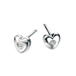 D for Diamond Diamond Set Heart Stud Children's Earrings