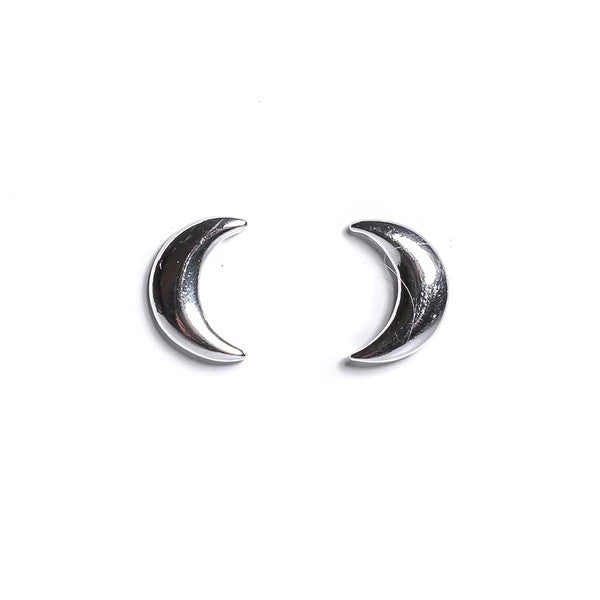 Henryka Moon Stud Earrings in Silver