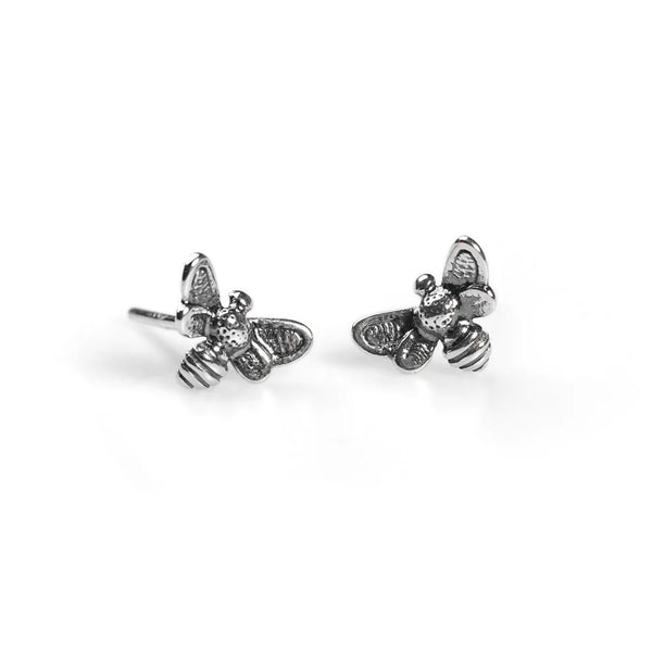 Henryka Miniature Bee Stud Earrings in Silver
