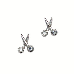 Sterling Silver Cubic Zirconia Scissor Earrings