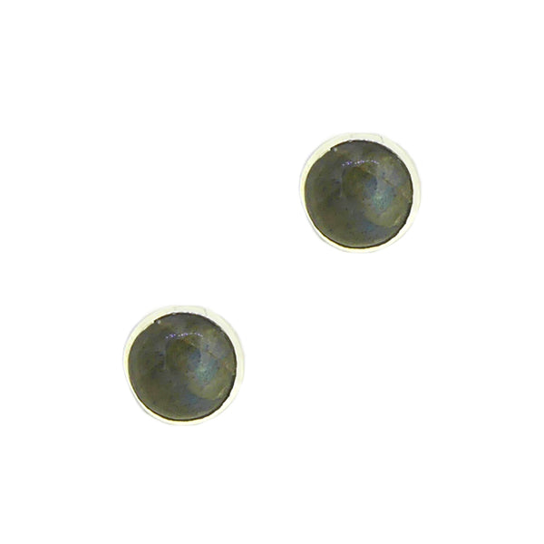 Sterling Silver Labradorite Round Stud Earrings
