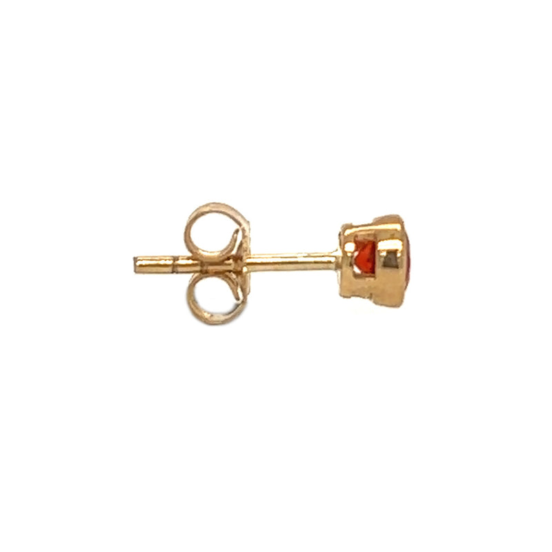 Fire Opal 4mm Stud Earrings 9ct Yellow Gold profile