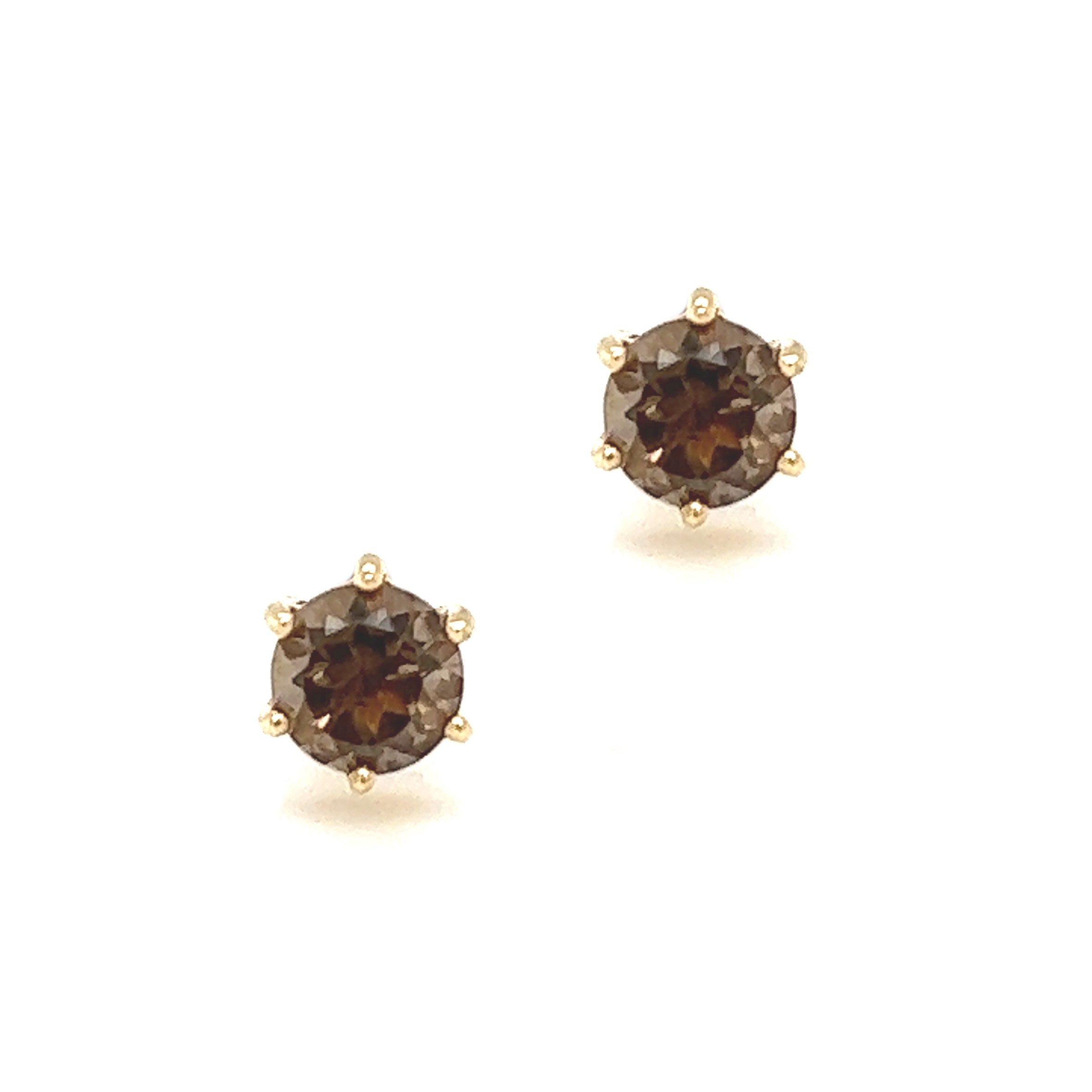 9ct Gold 6mm Smokey Quartz Stud Earrings