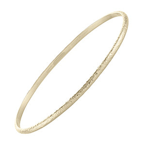 Solid 9ct Gold 3mm Hammered Oval Bangle