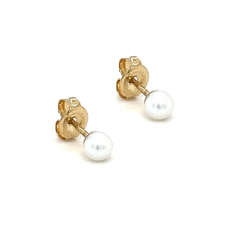 3.5-4mm Cultured Pearl Earring 9ct Gold SIDE
