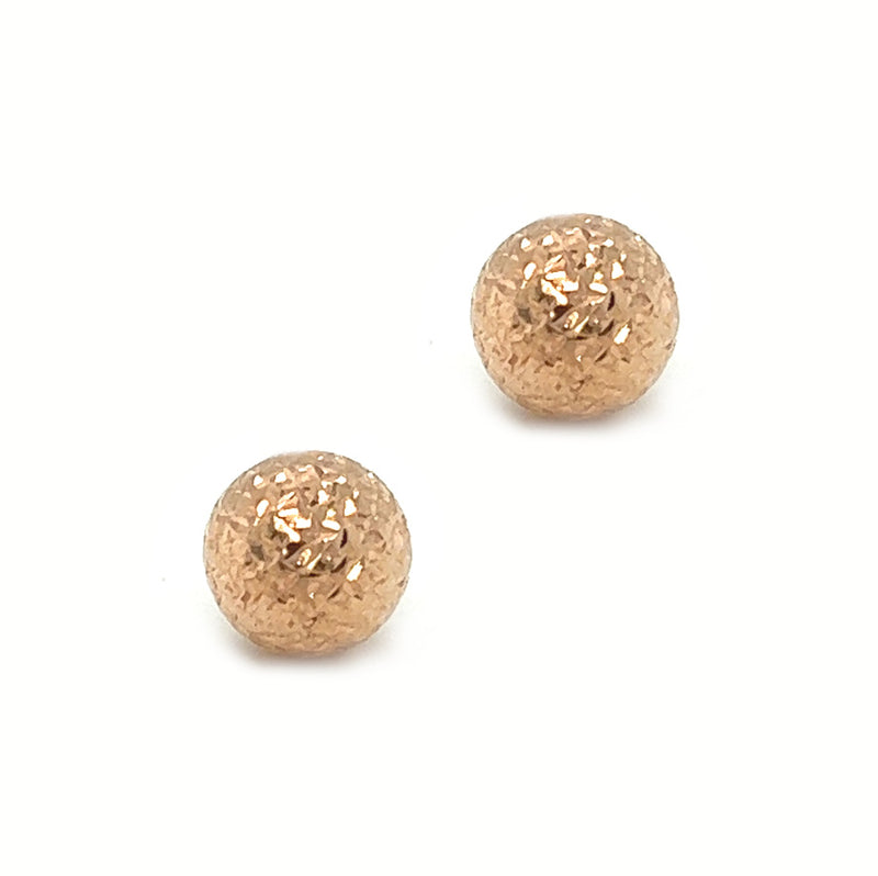 9ct Rose Gold Textured Ball Stud Earrings