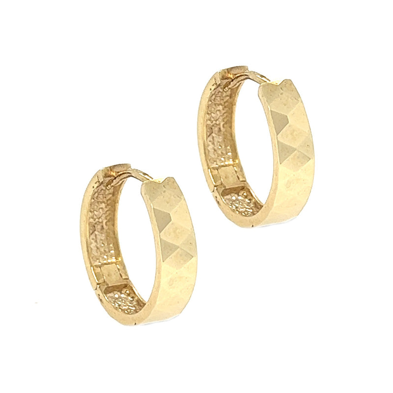 9ct Yellow Gold Diamond Pattern Huggy Earrings