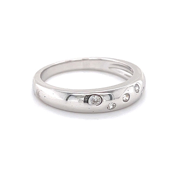 Silver CZ Set Band Ring side
