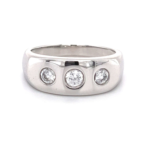 Sterling Silver Cubic Zirconia 3 Stone Men's Ring