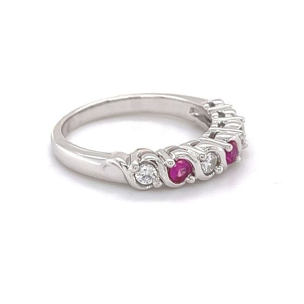 Sterling Silver Red & White Cubic Zirconia Eternity Ring side