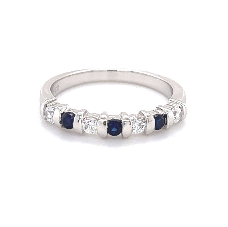 Sterling Silver Blue & White Cubic Zirconia Eternity Ring