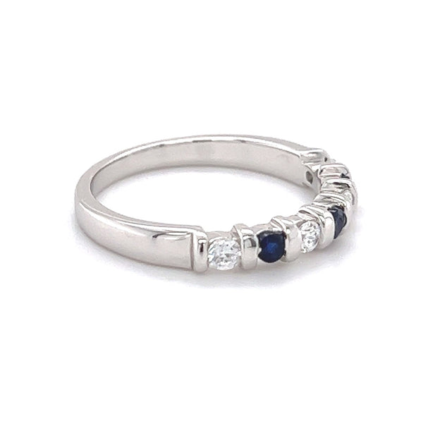 Sterling Silver Blue & White Cubic Zirconia Eternity Ring side