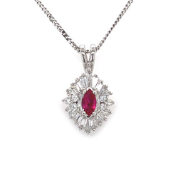 Sterling Silver Ruby Red CZ Marquise Pendant