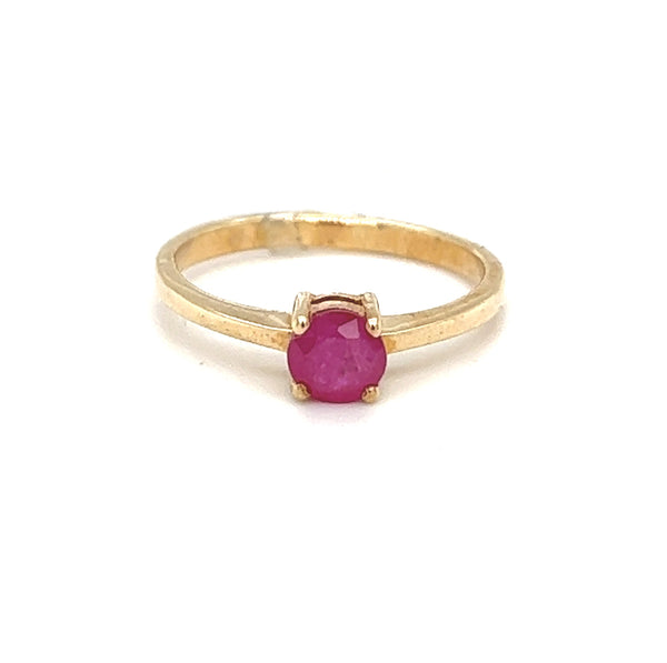 9ct Yellow Gold 5mm Ruby Claw Set Ring