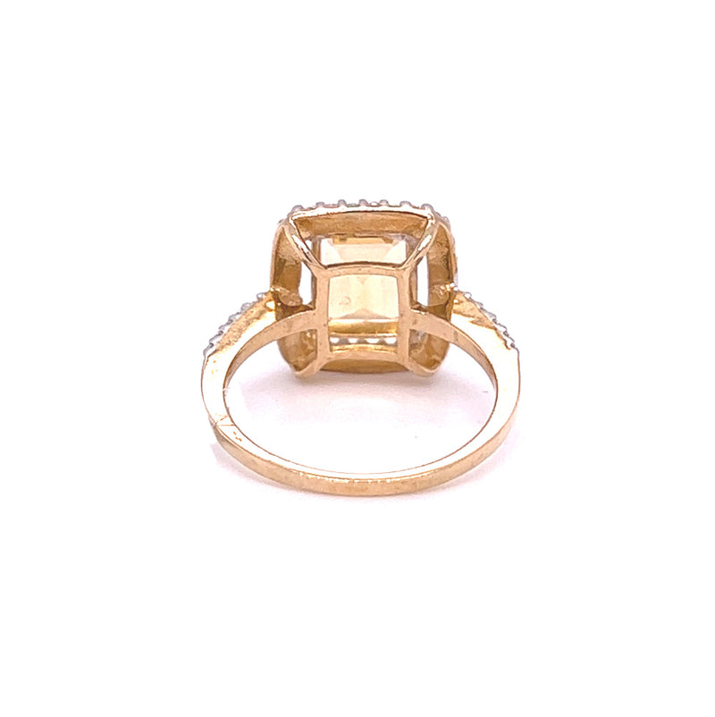 Citrine & CZ Cluster Ring 9ct Yellow Gold rear