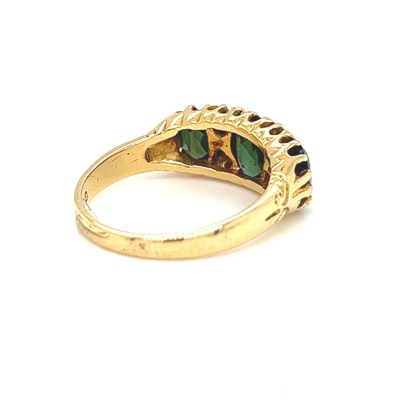 Pre Owned Green Garnet & Diamond Ring 18ct Gold rear