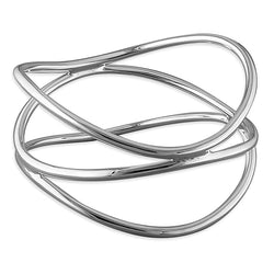 Sterling Silver Triple Wave Crossover Bangle