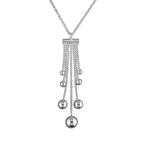 Sterling Silver Beaded Tassle Necklace