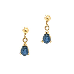 9ct Gold Sapphire Drop Earrings H40-5045-11