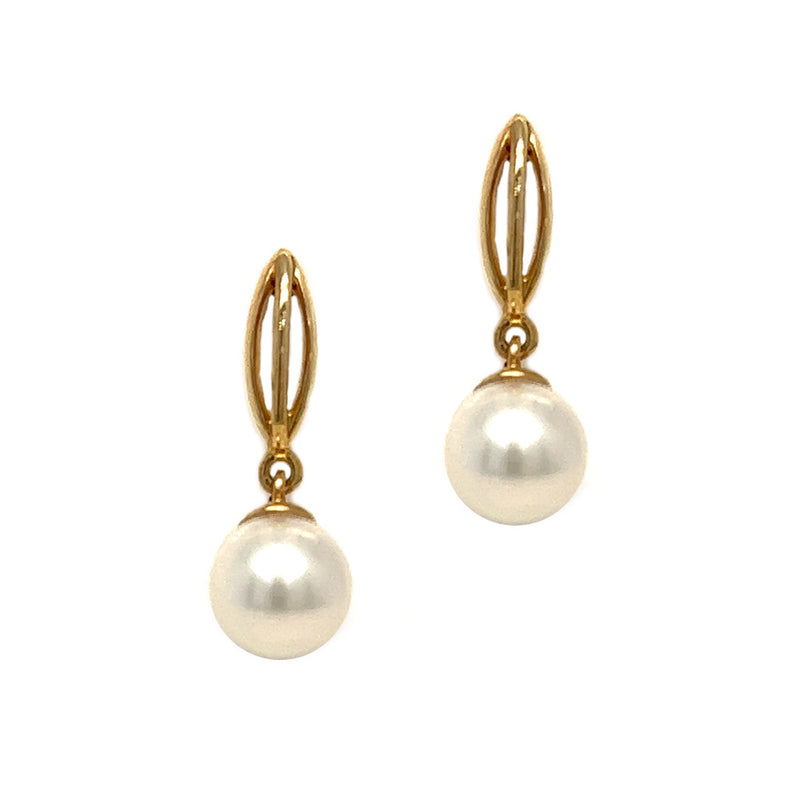 9ct Yellow Gold Cultured Pearl Drop Earrings