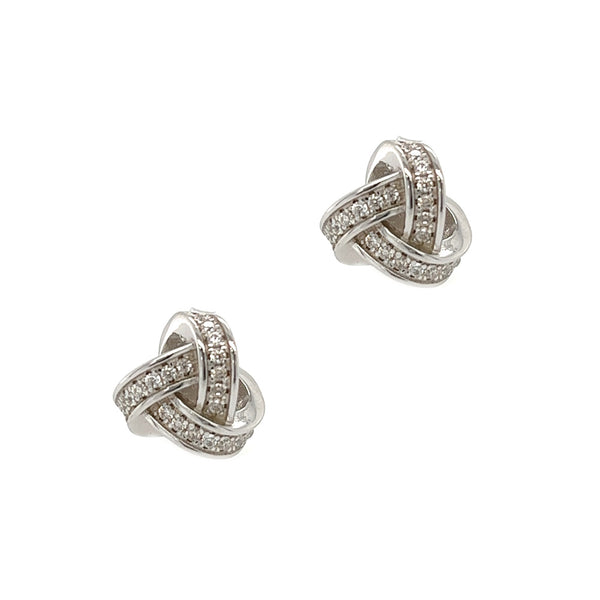 Sterling Silver CZ Knot Stud Earrings