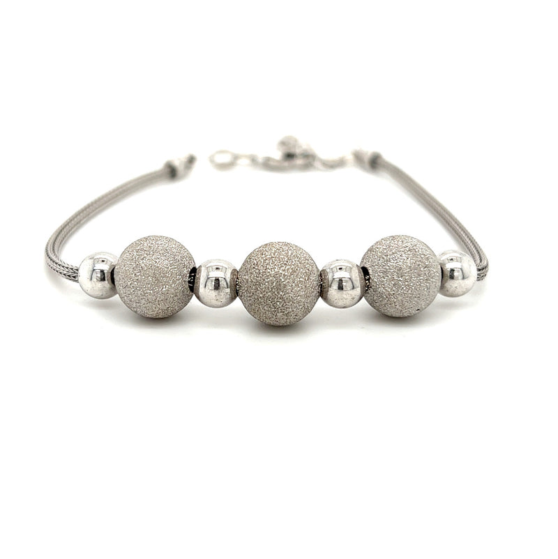 Sterling Silver Glitter Ball Bead Bracelet