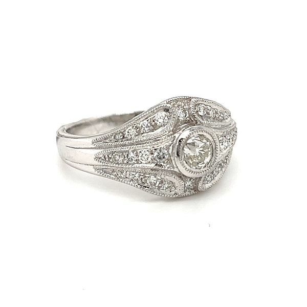 Diamond Art Deco Style Ring 18ct White Gold